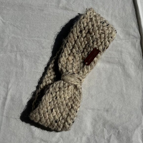 Hand Knit Wool Headband Earwarmer Oatmeal - Picture 4 of 7